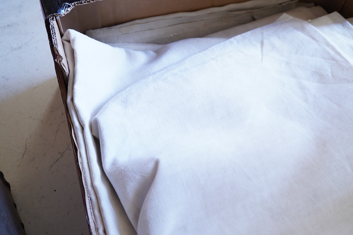 Six French provincial beige plain linen sheets
